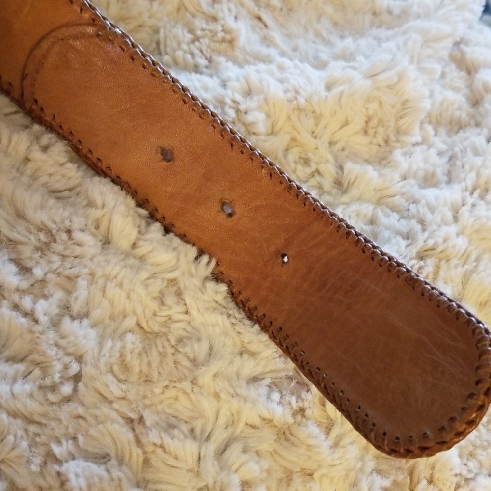 Brown leather rainbow belt - Picture 2 of 7